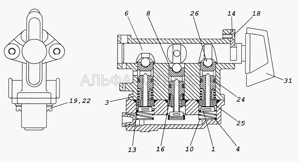 63501-1804010-10 Кран управления раздаточной коробки  